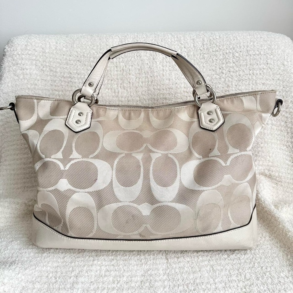 Coach Beige Signature Tote Travel Bag - Picture 3 of 6